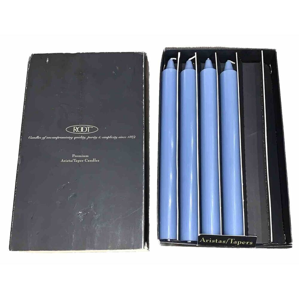 Root Unscented Premium Arista/Taper Candles Celest Blue 9” Tall 10 Candles Boxed